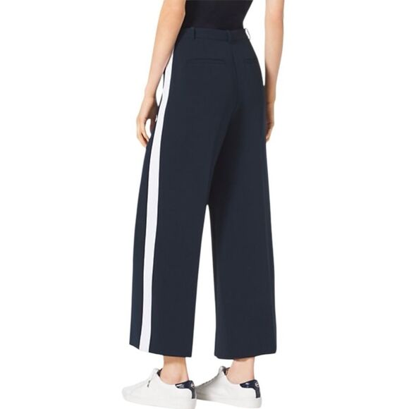 Michael Kors Cady Blue Tuxedo Stripe Ankle Pants Classy Sz 6 NWT - Picture 1 of 12